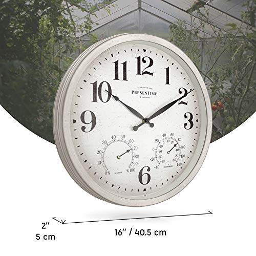 Horloge d'extérieur blanc vieilli Presentime & Co avec station météo - 8