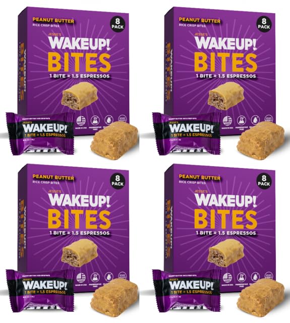 Image of WAKE UP! Peanut Butter Caffeinated Bites, 1.5 Espressos, 4 Pack (32 Bites)