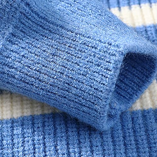 Men Quarter Zip Sweaters Fall Winter Mock Neck Sweaters Striped Long Sleeve Cable Knit Sweaters Fashion Jumper Tops4