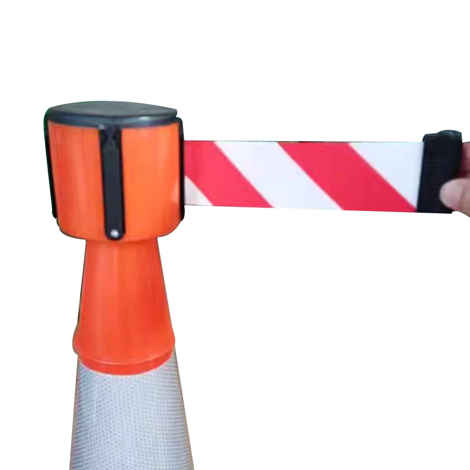 Tavkomco Cone-Mounted Retractable Belt Barrier, Red and Yellow Retractable Topper Traffic Cone Topper, 6.6/9.8/16.4FT, for Blocking Traffic and Pedestrian Areas(B,2M(6.6FT))