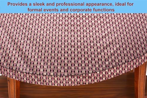 Image of The Furnishing Tree Elastic Oval Center Table Cover WxL 16x48 in Inches Polyester Basketweave Pattern Multicolor