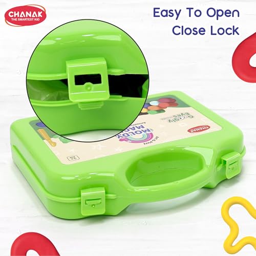 Image of Chanak Moldy Magic Creative Art & Craft Playdough with Foldable Suitcase, Air Dry Clay for Toddlers & Kids Age 3+, Includes 10 Colorful Dough 25gm Each & 13 Sculpting Tools, Non Toxic & Non Sticky