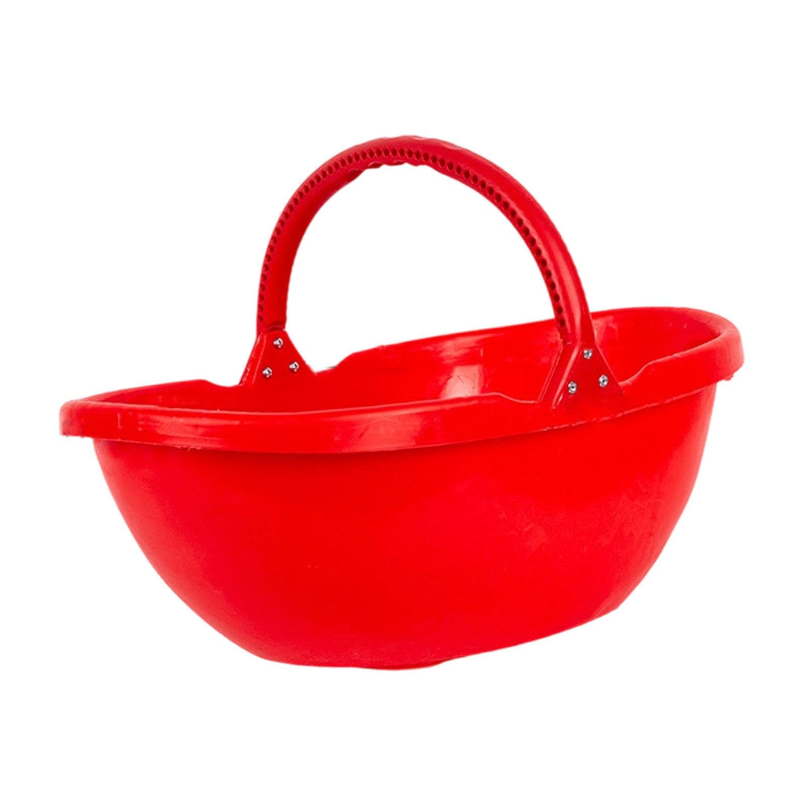 Cesto portaoggetti da giardino con manico ergonomico, strumento di raccolta portatile, per coltivare il giardino, rosso