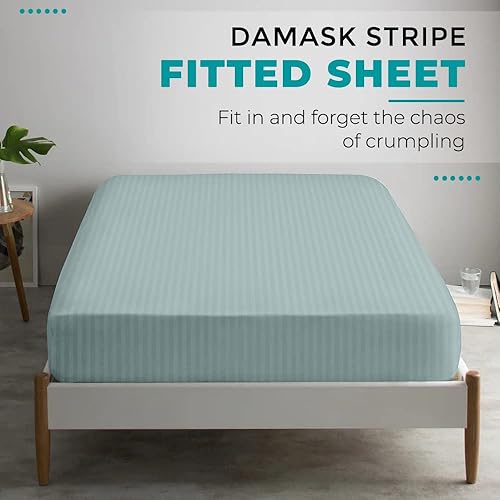 Miniatura 4 de Feather & Stitch New York Sábana bajera ajustable de 1 pieza, tamaño matrimonial, 100% algodón, bolsillo extra profundo de 18 pulgadas, 500 hilos de