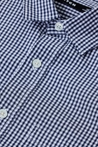 Image of SNITCH Men Formal Shirt | Slim Fit Full Sleeve Spread Collar Gingham Pattern | 100% Cotton & Breathable Fabric for Office & Smart Casual Wear