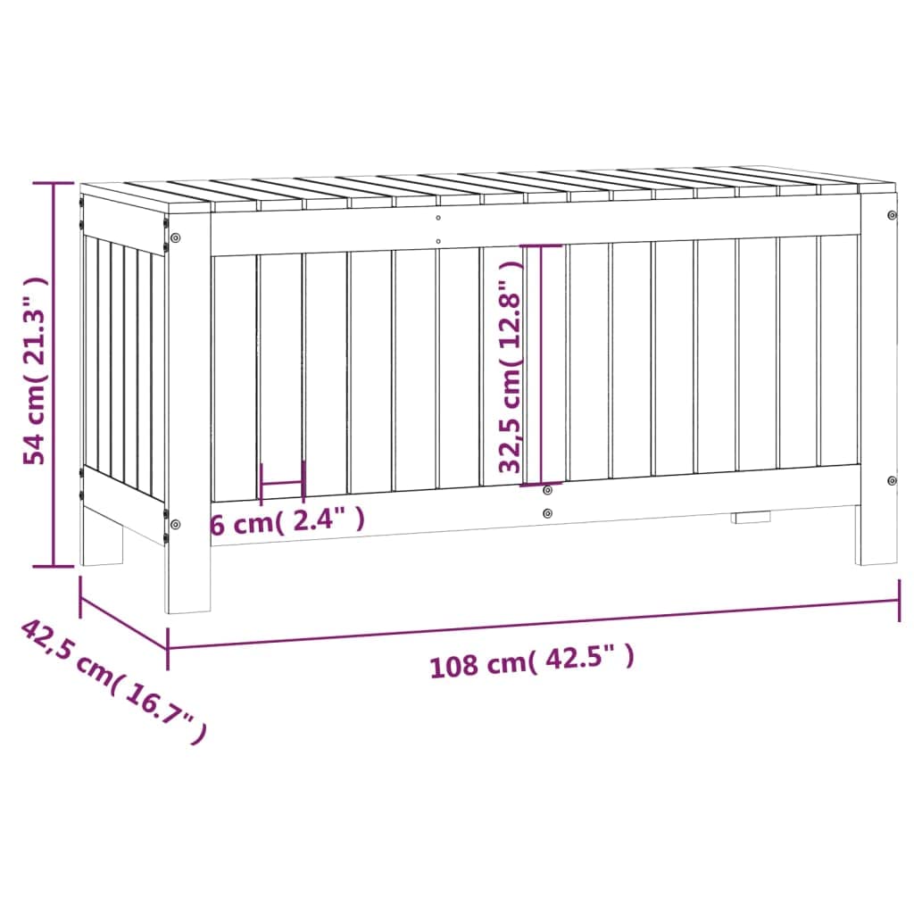 Boîte de Rangement de Jardin Blanc 108x42,5x54 cm Bois de Pin
