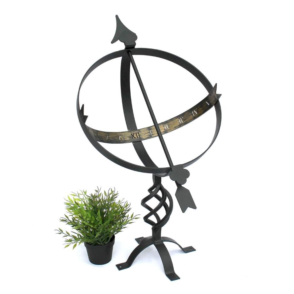 DanDiBo Cadran Solaire Noir en métal Fer forgé Résistant aux intempéries 72cm Pendule de Jardin