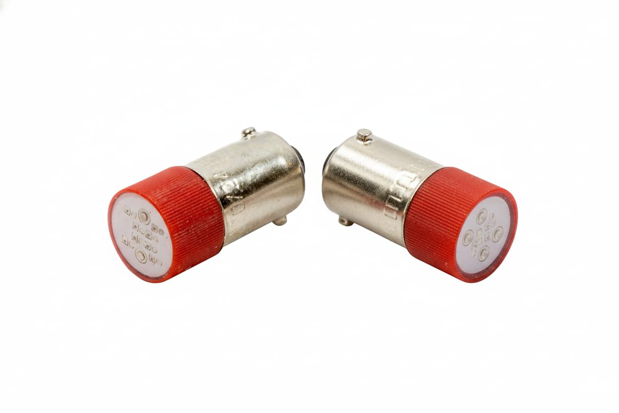 Alpinetech SMD 24V AC/DC LED Miniature Bayonet BA9s 9mm Base Replacement Bulb for Indicator Pilot Light (Pack of 2) (Red)