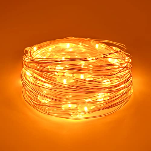 Dalugo Guirlande lumineuse à piles - 5 m - 50 LED - Orange - Avec batterie - Pour Halloween, Noël, décoration intérieure