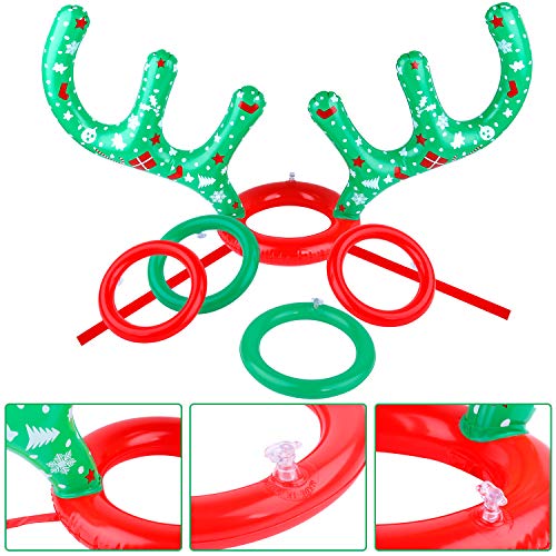 GINMIC Christmas Inflatable Reindeer Antler Ring Toss Game Set for Kids Adults Carnival School Party Favor Supplies Holiday Decoration Novelty Toy Outdoor Indoor Funny for Kids - Thumbnail 5