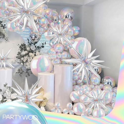 Image of PartyWoo Iridescent Foil Balloons 20pcs Large Round Giant Jumbo 4D Balloons
