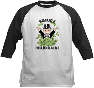 CafePress Monopoly Future Billionaire Kids Baseball Tee Kids Cotton Baseball Jersey, 3/4 Raglan Sleeve Shirt Black/White