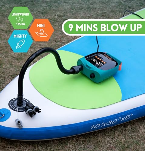 Tuomico 20Psi Paddle Board Pump Sup Air Pump Electric Portable Inflator & Deflator, Auto-Off, Mini Compressor For Inflatable Stand-Up Paddleboard Kayak Wing Kite With 12V Dc Car Plug-In Adapter thumb #1