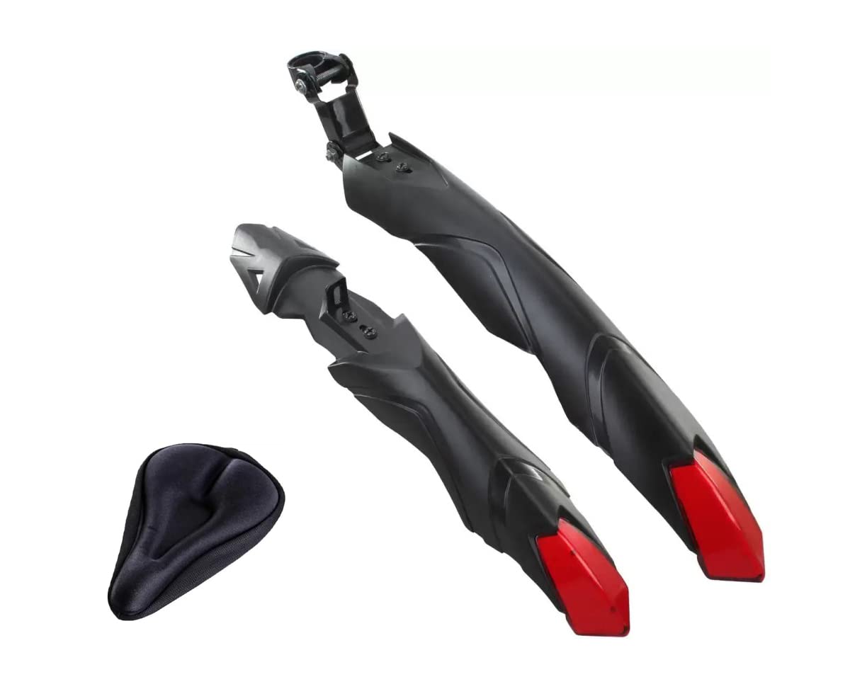 COZYCOOL Bicycle Front & Rear Mudguard with Night Reflector + 1 Cycle Seat Cover (Red) (B0BHDRPHJD) Amazon Price History, Amazon Price Tracker