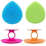 MAGICLULU Silicone Facial Cleansing Brush with Suction Cup Gentle Exfoliating Face Scrubber and Handheld Massager for All Skin Types and Body Cleaning Non-Slip Handle 3.14X2.75X1.57 Inches