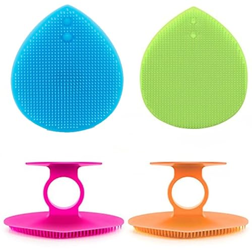 MAGICLULU Silicone Facial Cleansing Brush with Suction Cup Gentle Exfoliating Face Scrubber and Handheld Massager for All Skin Types and Body Cleaning Non-Slip Handle 3.14X2.75X1.57 Inches