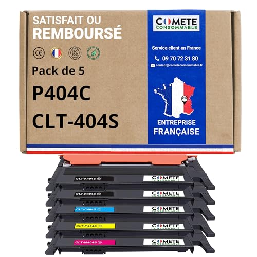COMETE, Marque française - CLT-P404C - 5 Cartouches de Toners Compatibles avec Samsung P404C CLT-404S CLT404S 404S 404C - pour Samsung C480w Xpress C480fw C430w C480 (2...