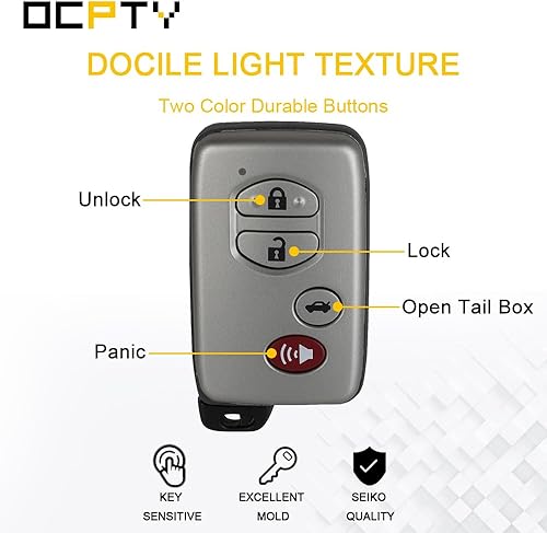 Miniatura 4 de OCPTY 2 unids Flip Key Entry Control remoto sin cortar llavero transmisor reemplazo 06 07 08 09 10 para Toyota Avalonpara Toyota Camry 89904-06041