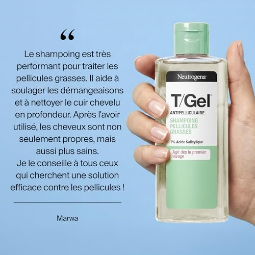 Cuir chevelu gras solution avec Neutrogena T/Gel shampooing antipelliculaire flacon 250 ml