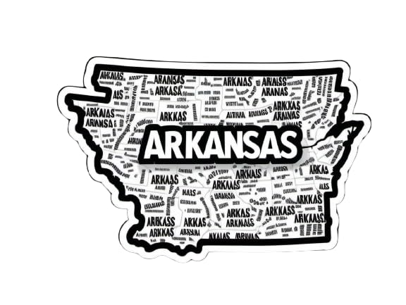 Image of Arkansas State Sticker - USA States Vinyl Decal 5 Inch, Waterproof Arkansas Map Sticker for Car Bumper, Laptop, Truck, Wall