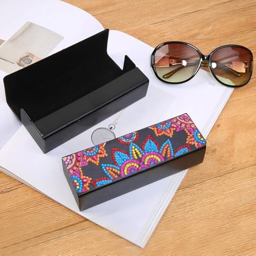 Image of Art Crafts Diamond Painting Glasses Storage Box Accessories Mandala Leather Case Organizer for Adult Women Kids 2pcs