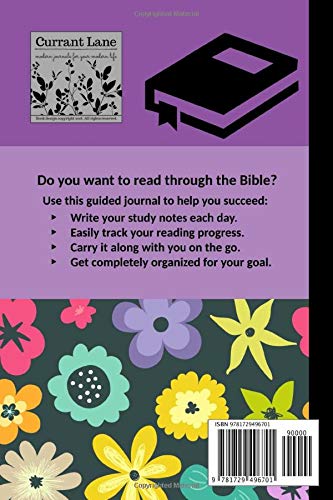 Read Through the Bible Journal: A Guided Devotional to Help You Read the Bible in a Year for Women and Teen Girls with Whimsical Dark Purple Flowers Cover      Paperback – October 31, 2018