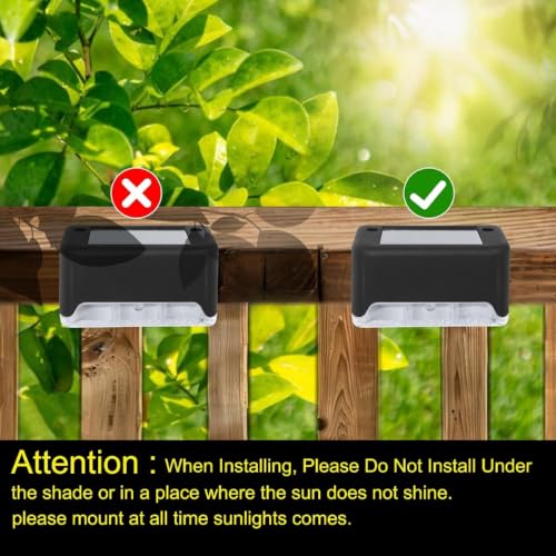Image of Solar Deck Lights Outdoor, IP65 Waterproof Solar Stair Lights Pack of 4