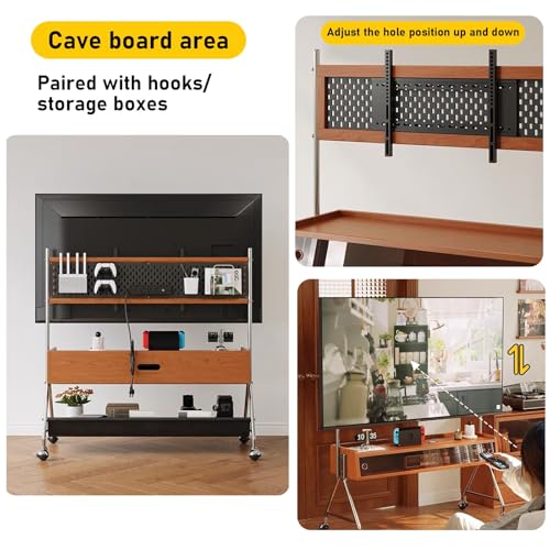 Soporte móvil para TV de madera maciza con ruedas para 32-75 pulg miniatura 4