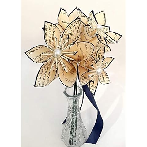 Harry Potter Paper Flowers- Your choice of accent colors, set of 6 handmade paper flowers, small bouquet, vase included Cover