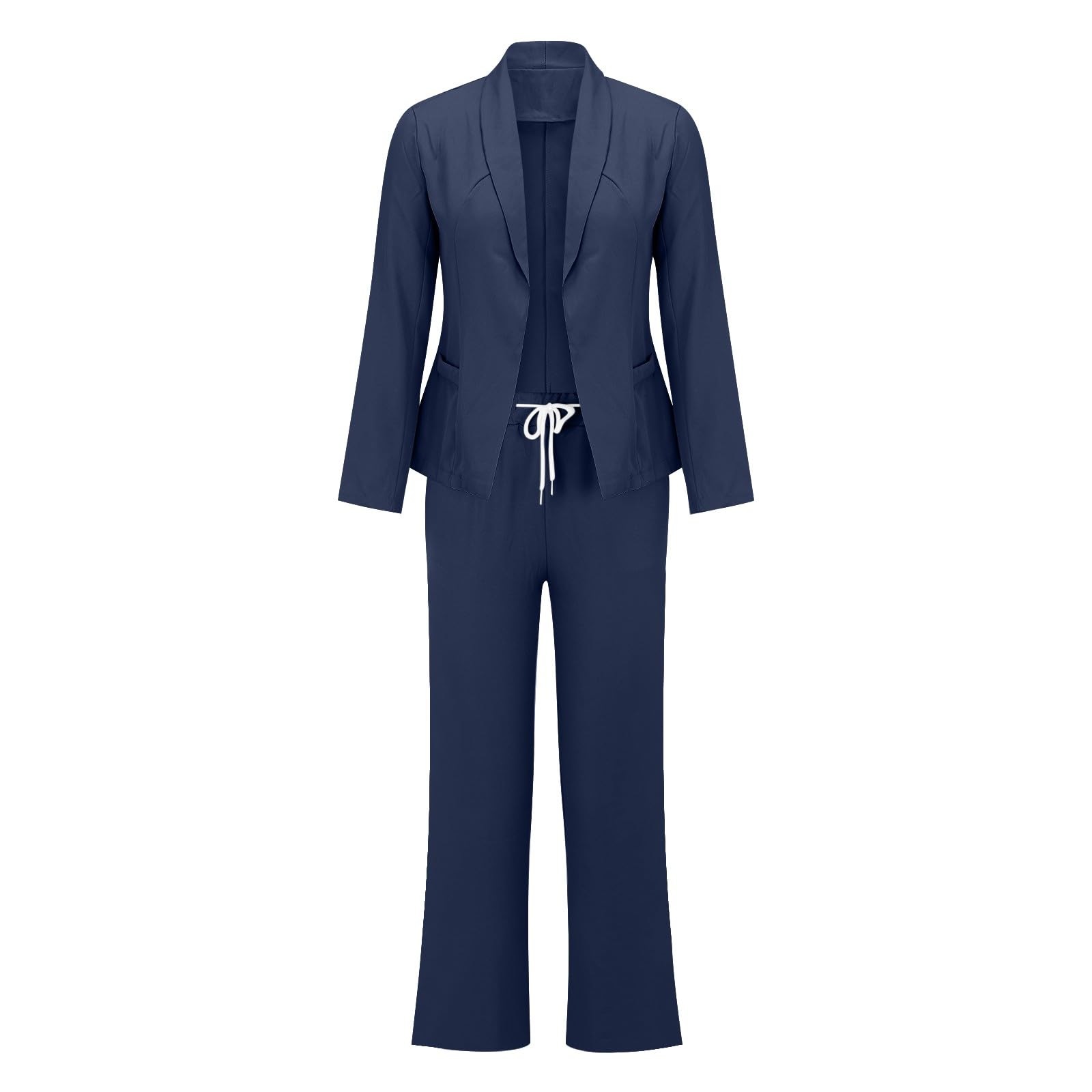 Tailleur Femme Élégant Couleur Unie Curvy Complet Blazer Léger Business Formelle Vestes Et Pantalons Mode avec Poches Vestes Robe Grande Taille Bureau Mariages Et Fêtes Robe Deux Pièces Ensemble