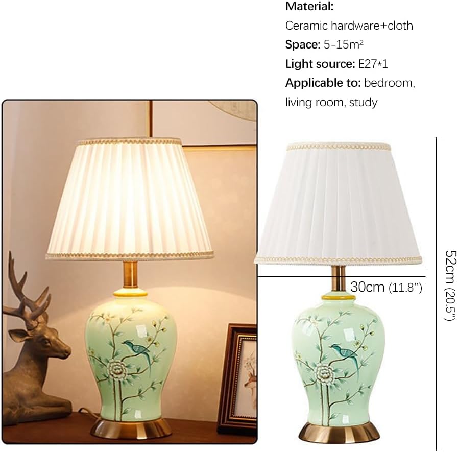 Contemporary Flowers and Birds Ceramics Table Lamp The American Village Living Room Bedroom Study Villa Hotel Bedside Desk Lamp (Style 2)