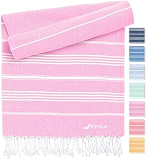 Hammam Towel - Beach Towel XXL Made from 100% Recycled Cotton - Quick-Drying Turkish hammam Beach Towels, fouta, pestemal Turkish Towels Ideal as a Turkish Blanket  Peach  100x200cm Sultan