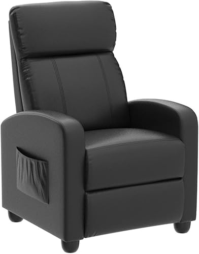 Miniatura 13 de POWERSTONE Silla reclinable de tela con función de masaje, silla reclinable pequeña, sofá individual, silla de cine en casa con cojín más grueso,