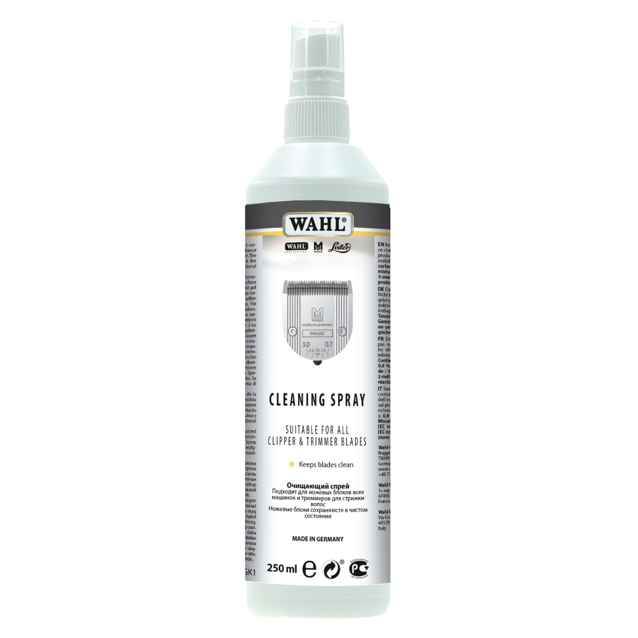 Wahl Spray Limpiador para Cuchillas de Cortapelos, 250 ml | Spray Limpiador para Cuchillas, Limpia y Protege los Juegos de Cuchillas, Fórmula Segura, Prolonga la Vida Útil