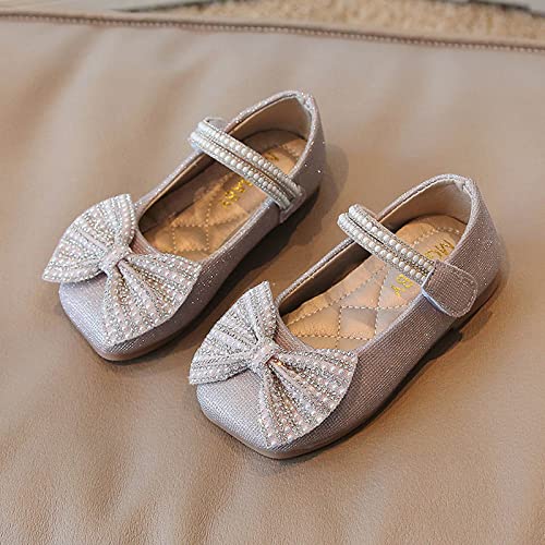 sfdgfhyf Little Girls Cute Shoes Fashion Autumn Girls Casual Shoes Pearl Rhinestone Bow Sequins (Pink, 7-8 Years Little Child)2