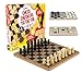 Regal Games - Reversible Wooden Board for Chess, Checkers & Tic-Tac-Toe - 24 Interlocking Wooden Checkers and 32 Standard Chess Pieces - for Age 8 to Adult for Family Fun