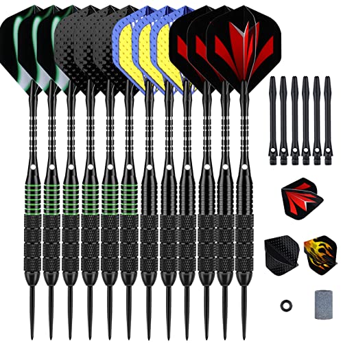 RED DRAGON Tiges Fléchettes Hip-Grip Noires - Aluminium Moyen | Pack De 6 Tiges