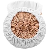 KONTONTY Cestino Portaoggetti in Vimini Bianco per Cucina e Negozio, Cesto Intrecciato Decorativo Coperchio per Conservare Frutta e Snack