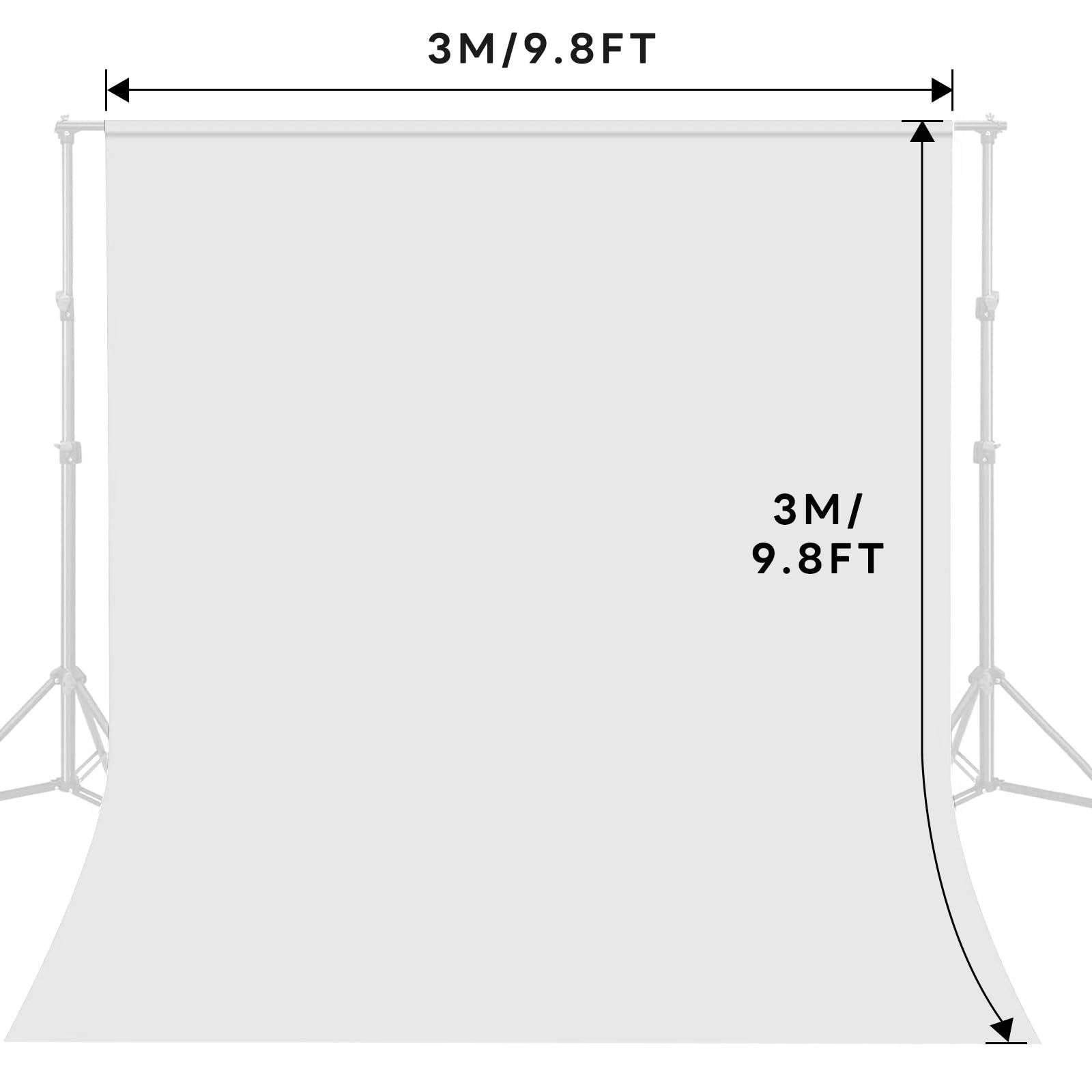 Heysily Toile de Fond Blanc Photo 3x3m - Toile Blanche Backdrop Lavable pour Anniversaire, Studio Photo, Streaming, Youtube et Production Vidéo, Portable & Pliable Backdrop avec 4 Pinces