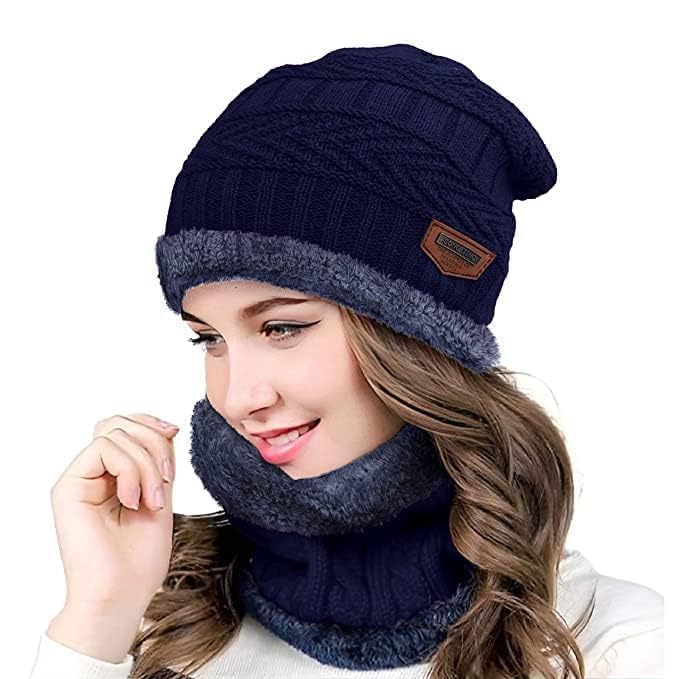 Winter Sports Cap & Muffler for Men & Women| Beanie Cap| 1 Set| (Multicolor)-image-20