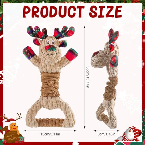 WDKXCN Hundespielzeug Unzerstörbar, 35CM Weihnachten Plüsch Spielzeug Hund, Hundespielzeug Welpen, Spielzeugs für Hunde, Plüsch Hunde Spielzeugs, Hundespielzeugs Quietschend für Kleine Große Hunde
