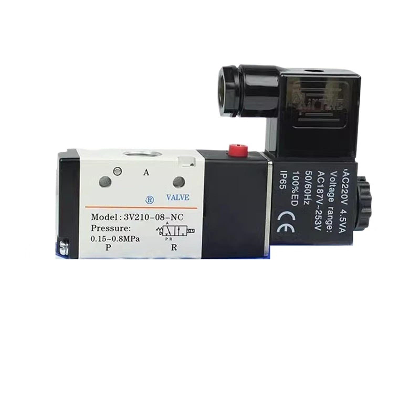 Electroválvula neumática de 3/2 vías 3V110-06, 3V210-08 y 3V310-10, válvula direccional de control de aire, CA/CC 12 V, 24 V, 110 V y 220 V(3V310-08-NO)