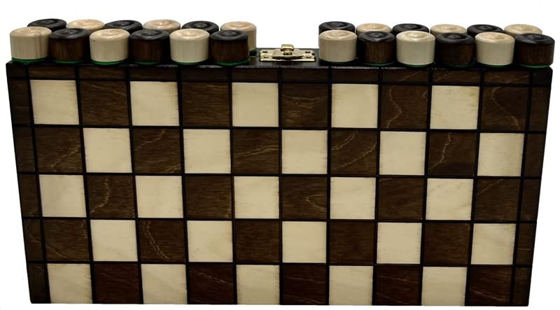 Jeu de Dames – Checkers 100 Champs – Échiquier Pliable | 28 x 28 cm | en Bois & 40 Jeu de Dames | 2 cm | – Checkers Set