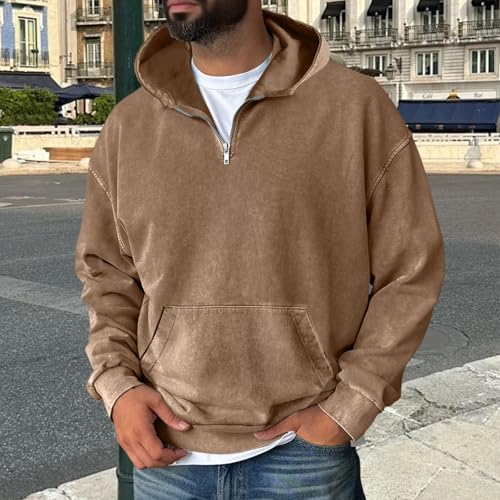 Mens Acid Wash Hoodie Vintage Distressed Fleece Sweatshirt Casual Solid Color Long Sleeve Hooded Pullover Fashion Tops3