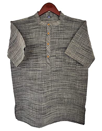 Image of Traditional Half Sleeve Ethnic Casual for Festivals /Functions Short Sleeve Men Kurta Cotton Blend Fabric
