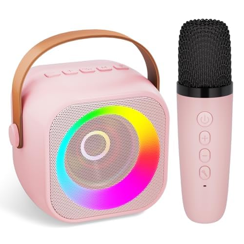 Love Bear Advance Wireless Singing Mike Multi-Function Bluetooth Karaoke Mic with Microphone Speaker (Pink)