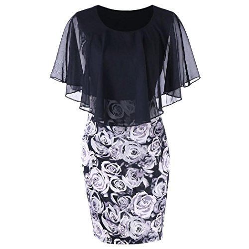 FAMILIZO -Vestidos De Fiesta Mujer Largos Elegantes Vestidos Largos De Fiesta Mujer Tallas Grandes Vestidos Manga Corta Mujer Vestidos Florales Mujer Vestidos Mujer Verano Largo (4XL, Negro # 2)