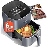 COSORI Air Fryer 9 Programmes,Capacité Compacte 4.7L, Pour Les Amateurs de Viande,130+Recettes livres et Lignes,Peu ou Pas d'Huile,Nettoyage Facile, Gris