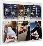 Displays2go Hanging Magazine Rack with Adjustable Pockets, 29 x 23 inches - Clear Acrylic (RP6CLR)