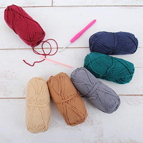 Image of ThreadArt Cotton Crochet Yarn Set #4, 6 Pack 50g 85yd, Gemstone Colors